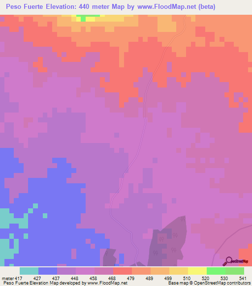 Peso Fuerte,Dominican Republic Elevation Map