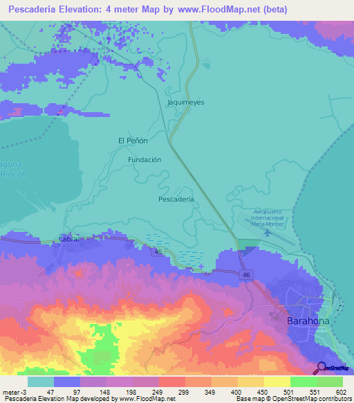 Pescaderia,Dominican Republic Elevation Map