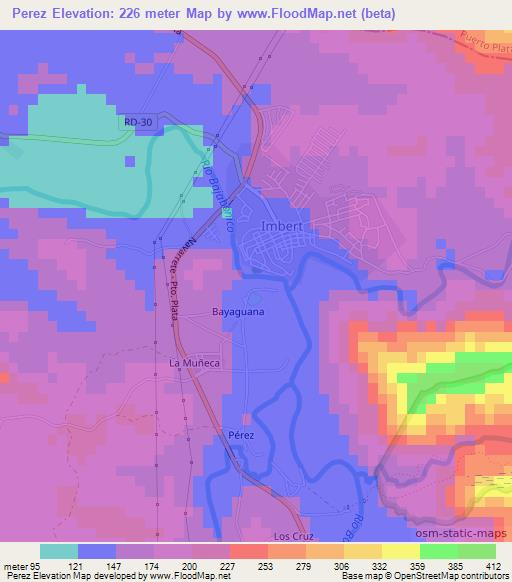 Perez,Dominican Republic Elevation Map