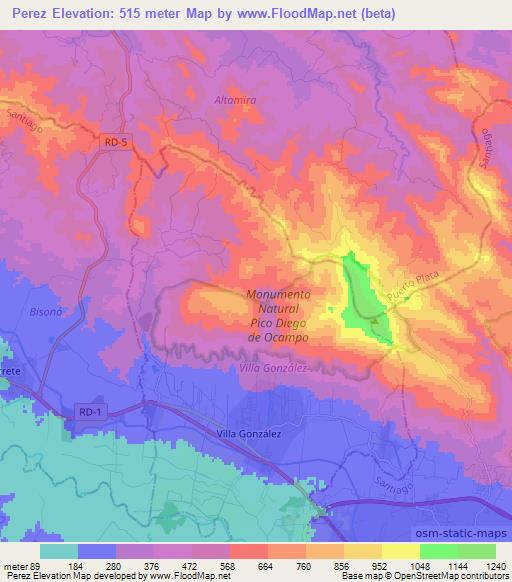 Perez,Dominican Republic Elevation Map