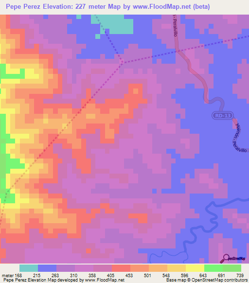 Pepe Perez,Dominican Republic Elevation Map