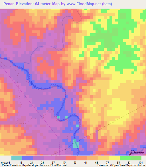 Penan,Dominican Republic Elevation Map