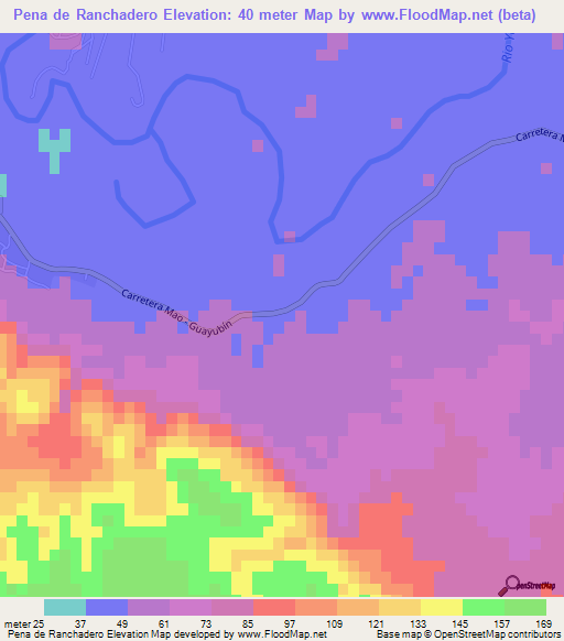 Pena de Ranchadero,Dominican Republic Elevation Map