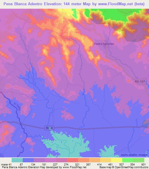 Pena Blanca Adentro,Dominican Republic Elevation Map