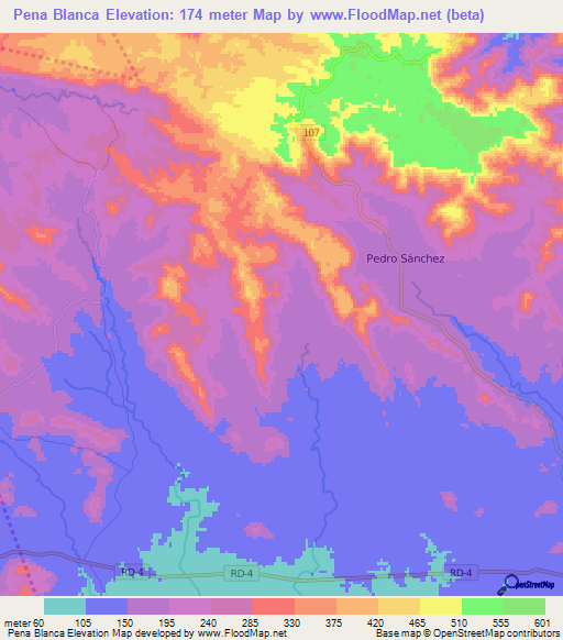 Pena Blanca,Dominican Republic Elevation Map