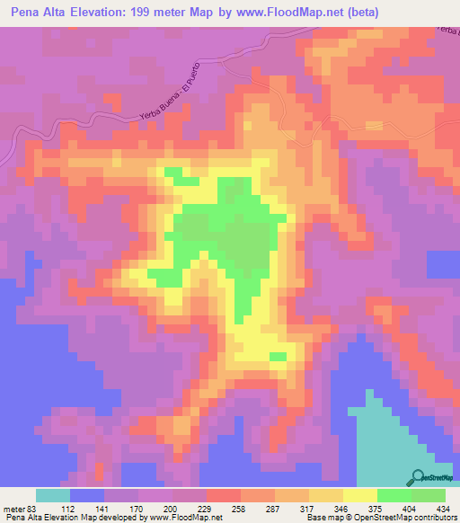 Pena Alta,Dominican Republic Elevation Map