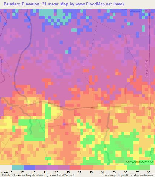 Peladero,Dominican Republic Elevation Map