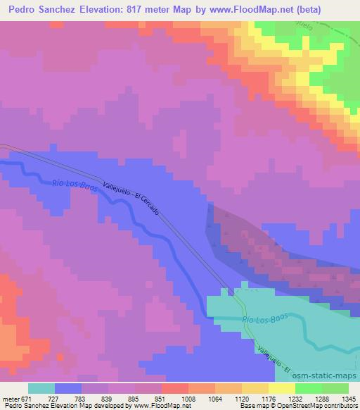 Pedro Sanchez,Dominican Republic Elevation Map