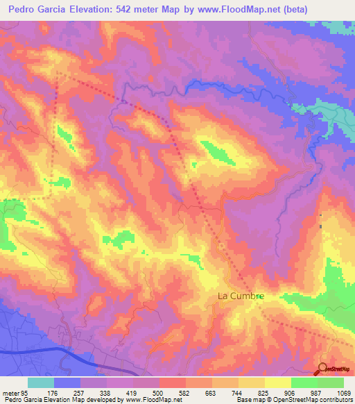 Pedro Garcia,Dominican Republic Elevation Map