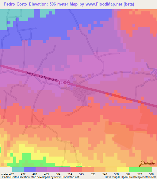 Pedro Corto,Dominican Republic Elevation Map