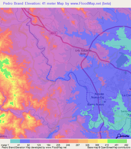 Pedro Brand,Dominican Republic Elevation Map