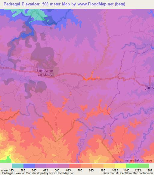 Pedregal,Dominican Republic Elevation Map