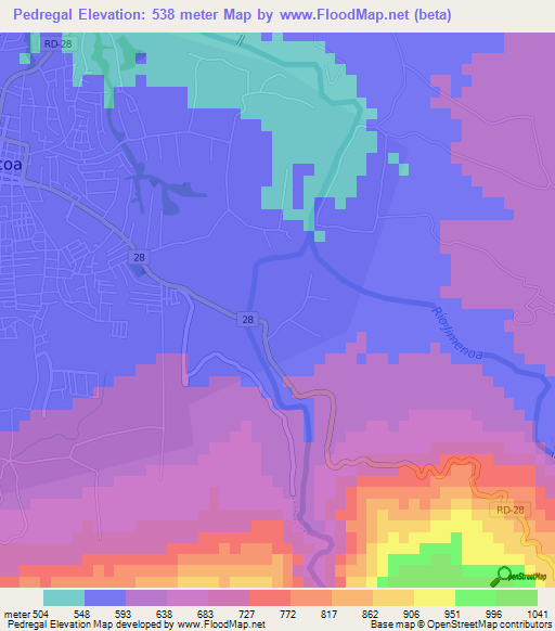 Pedregal,Dominican Republic Elevation Map