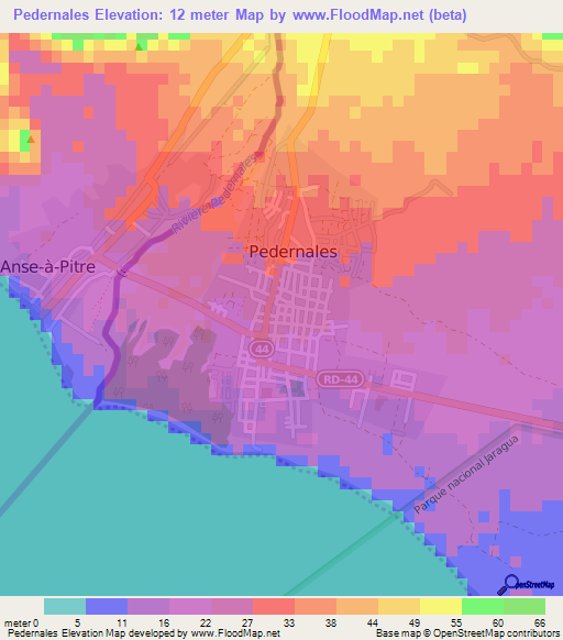 Pedernales,Dominican Republic Elevation Map