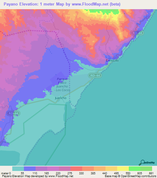 Payano,Dominican Republic Elevation Map