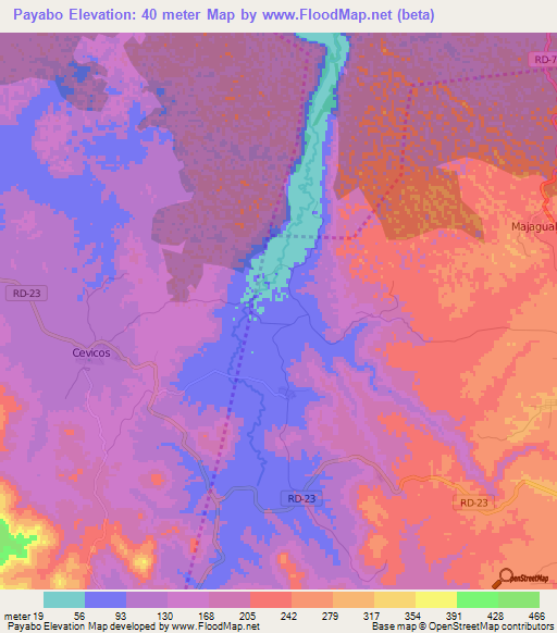 Payabo,Dominican Republic Elevation Map