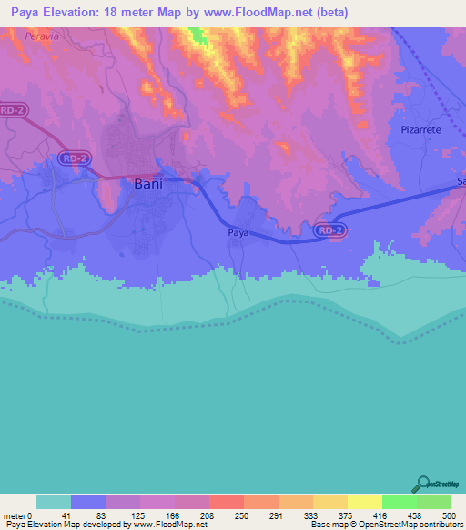 Paya,Dominican Republic Elevation Map