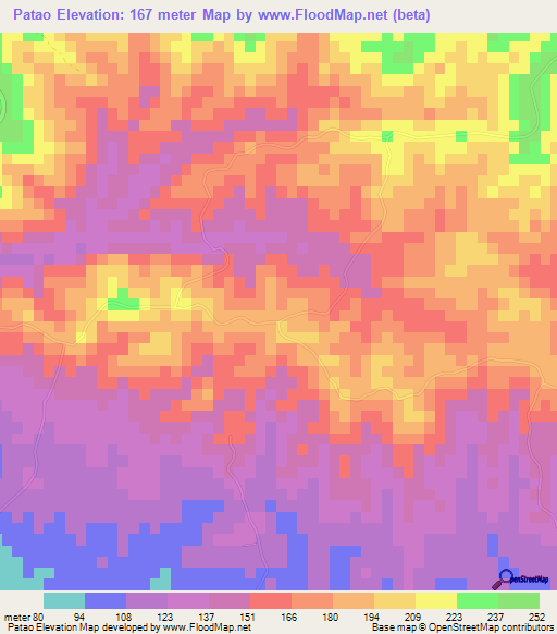 Patao,Dominican Republic Elevation Map