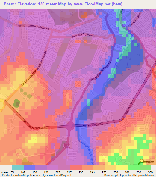 Pastor,Dominican Republic Elevation Map