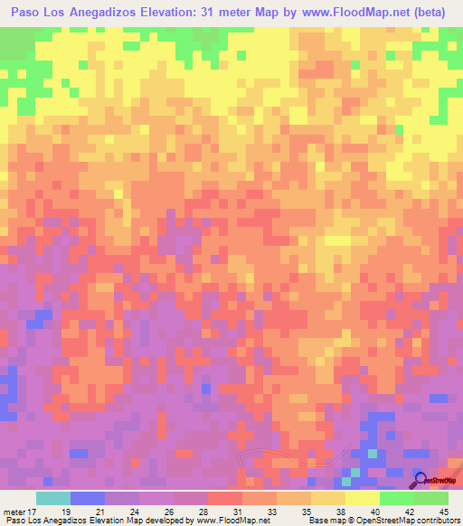 Paso Los Anegadizos,Dominican Republic Elevation Map