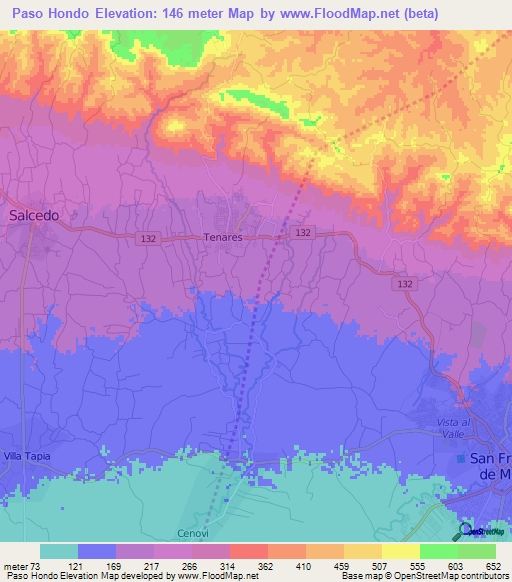 Paso Hondo,Dominican Republic Elevation Map