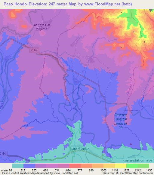 Paso Hondo,Dominican Republic Elevation Map