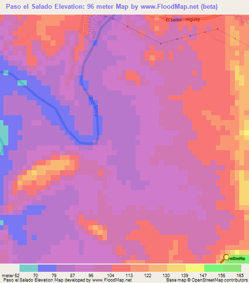 Paso el Salado,Dominican Republic Elevation Map