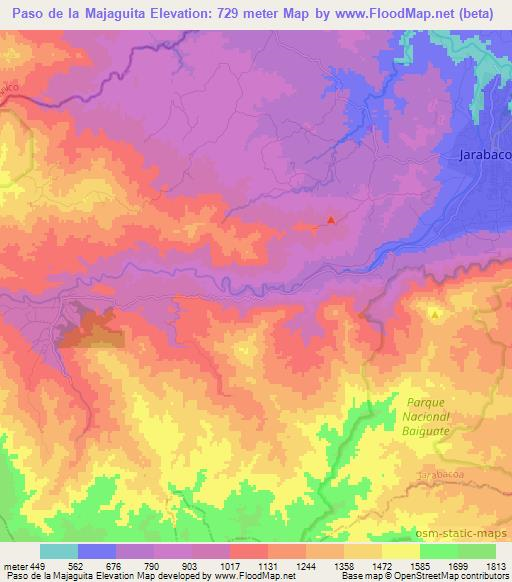 Paso de la Majaguita,Dominican Republic Elevation Map