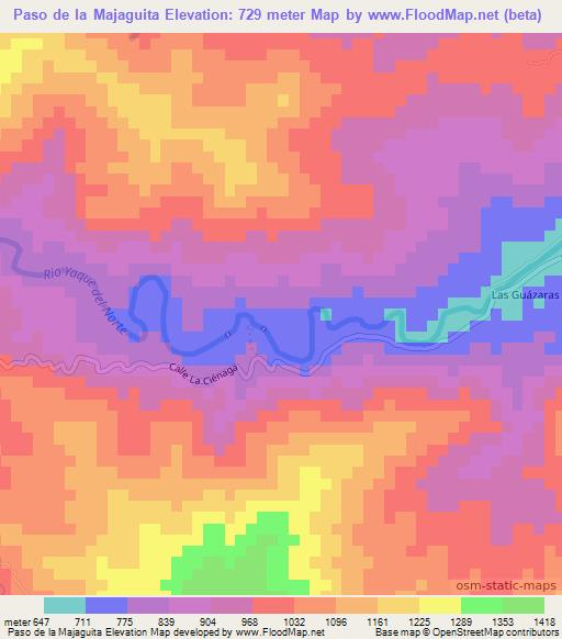 Paso de la Majaguita,Dominican Republic Elevation Map