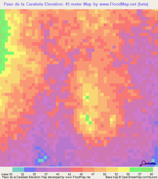 Paso de la Carabela,Dominican Republic Elevation Map