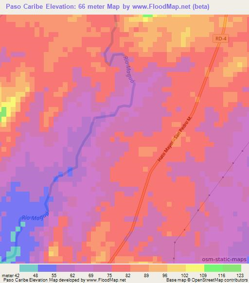 Paso Caribe,Dominican Republic Elevation Map