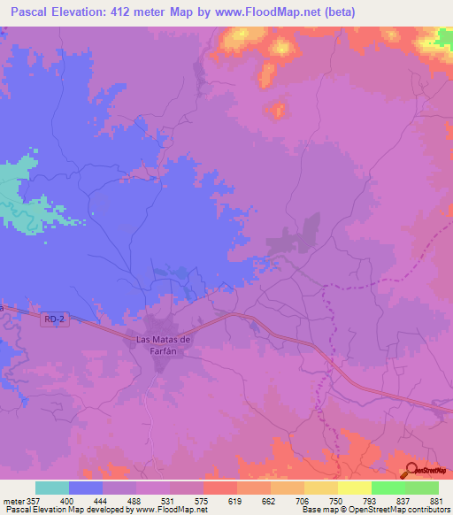 Pascal,Dominican Republic Elevation Map