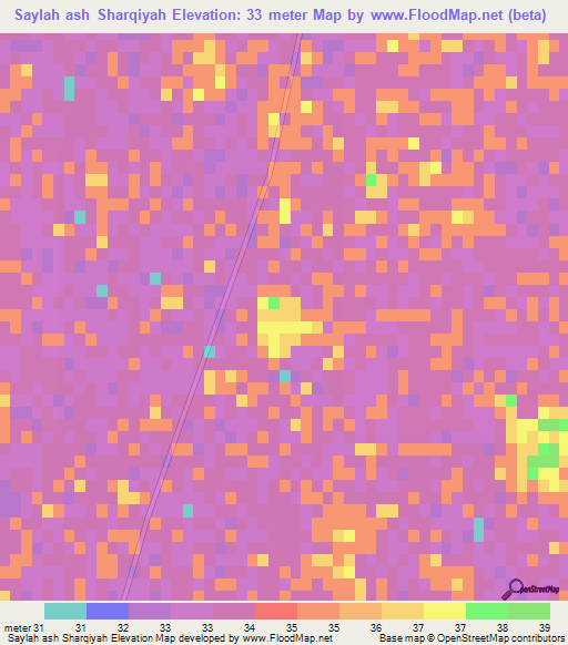 Saylah ash Sharqiyah,Egypt Elevation Map