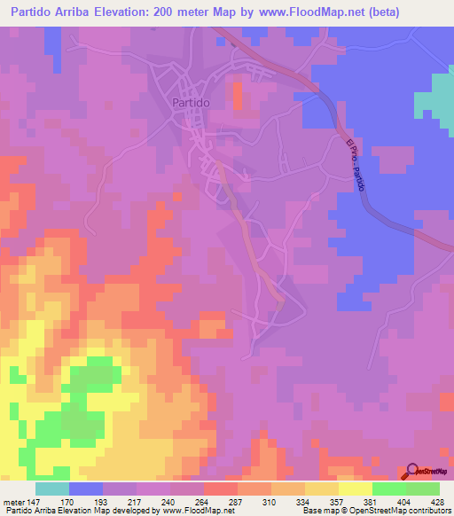 Partido Arriba,Dominican Republic Elevation Map