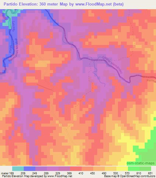 Partido,Dominican Republic Elevation Map