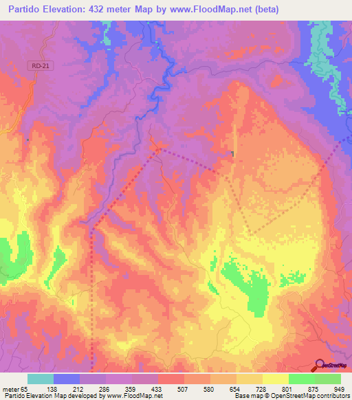 Partido,Dominican Republic Elevation Map