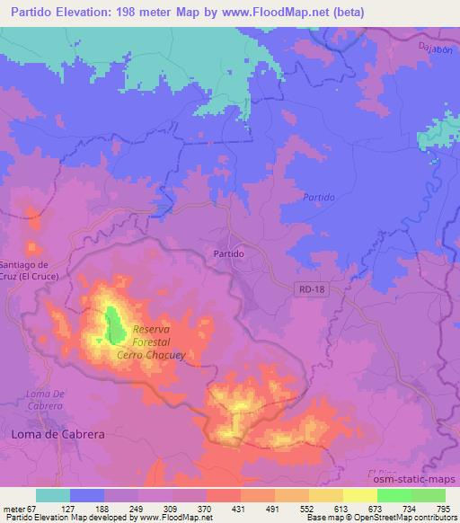 Partido,Dominican Republic Elevation Map