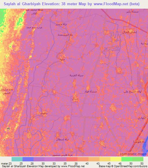 Saylah al Gharbiyah,Egypt Elevation Map