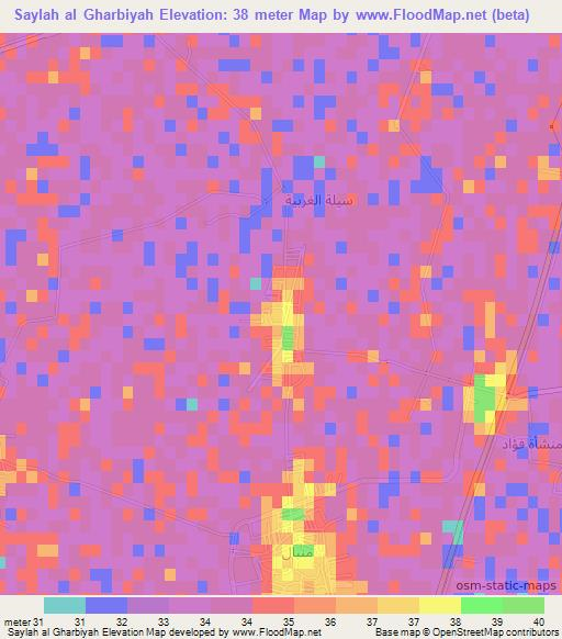 Saylah al Gharbiyah,Egypt Elevation Map