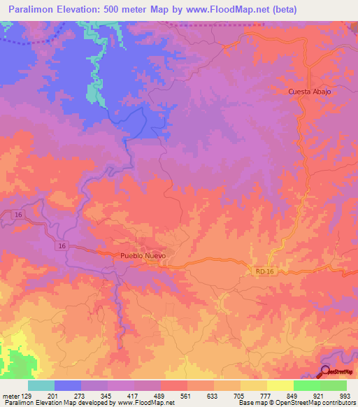 Paralimon,Dominican Republic Elevation Map