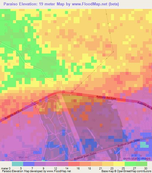 Paraiso,Dominican Republic Elevation Map