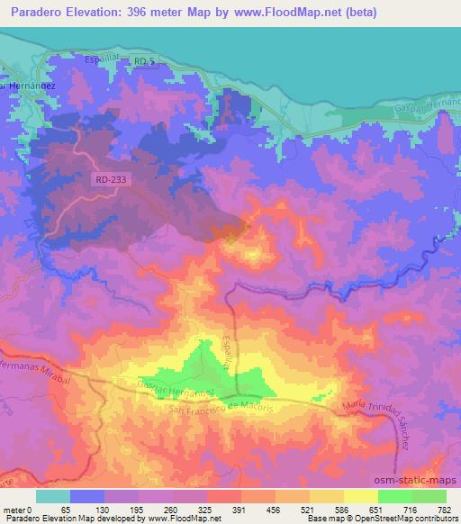 Paradero,Dominican Republic Elevation Map