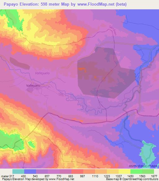 Papayo,Dominican Republic Elevation Map