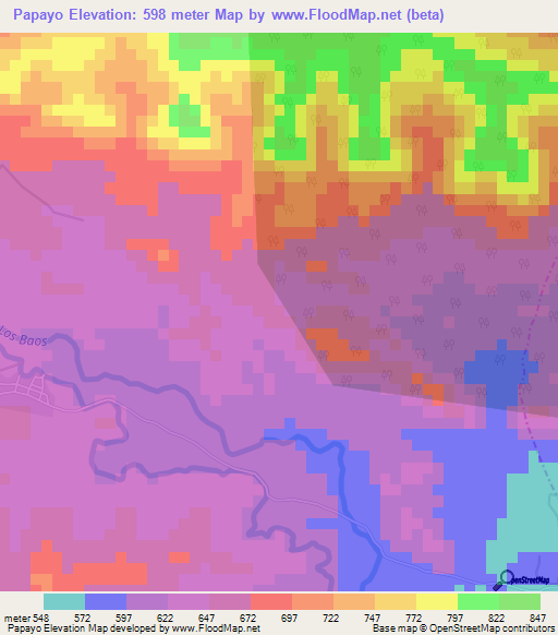 Papayo,Dominican Republic Elevation Map