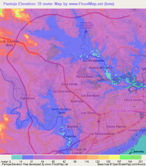 Pantoja,Dominican Republic Elevation Map