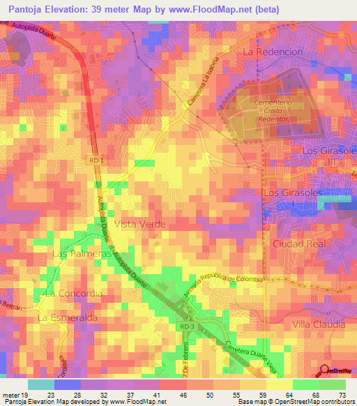 Pantoja,Dominican Republic Elevation Map