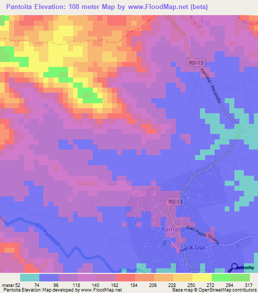 Pantoita,Dominican Republic Elevation Map