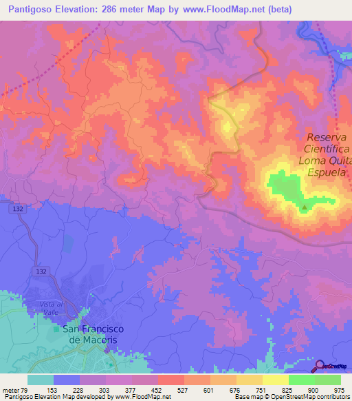 Pantigoso,Dominican Republic Elevation Map