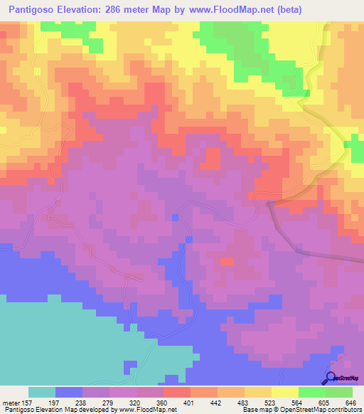 Pantigoso,Dominican Republic Elevation Map