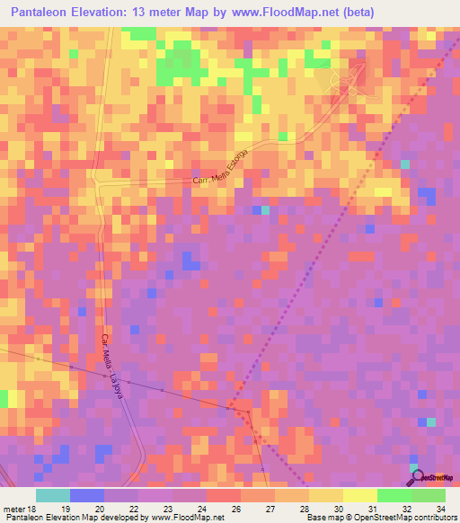 Pantaleon,Dominican Republic Elevation Map